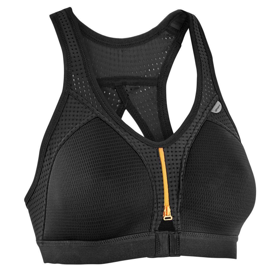 XL CD  Zip Women's Running Sports Bra, Black, , large image number 2