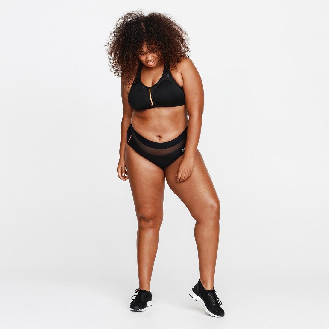 XL CD  Zip Women's Running Sports Bra, Black, , large image number 5