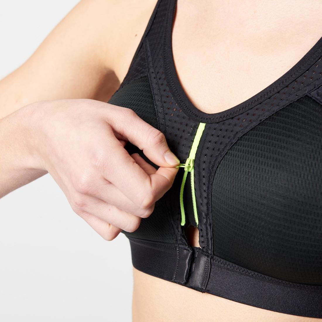 XL CD  Zip Women's Running Sports Bra, Black, , large image number 13