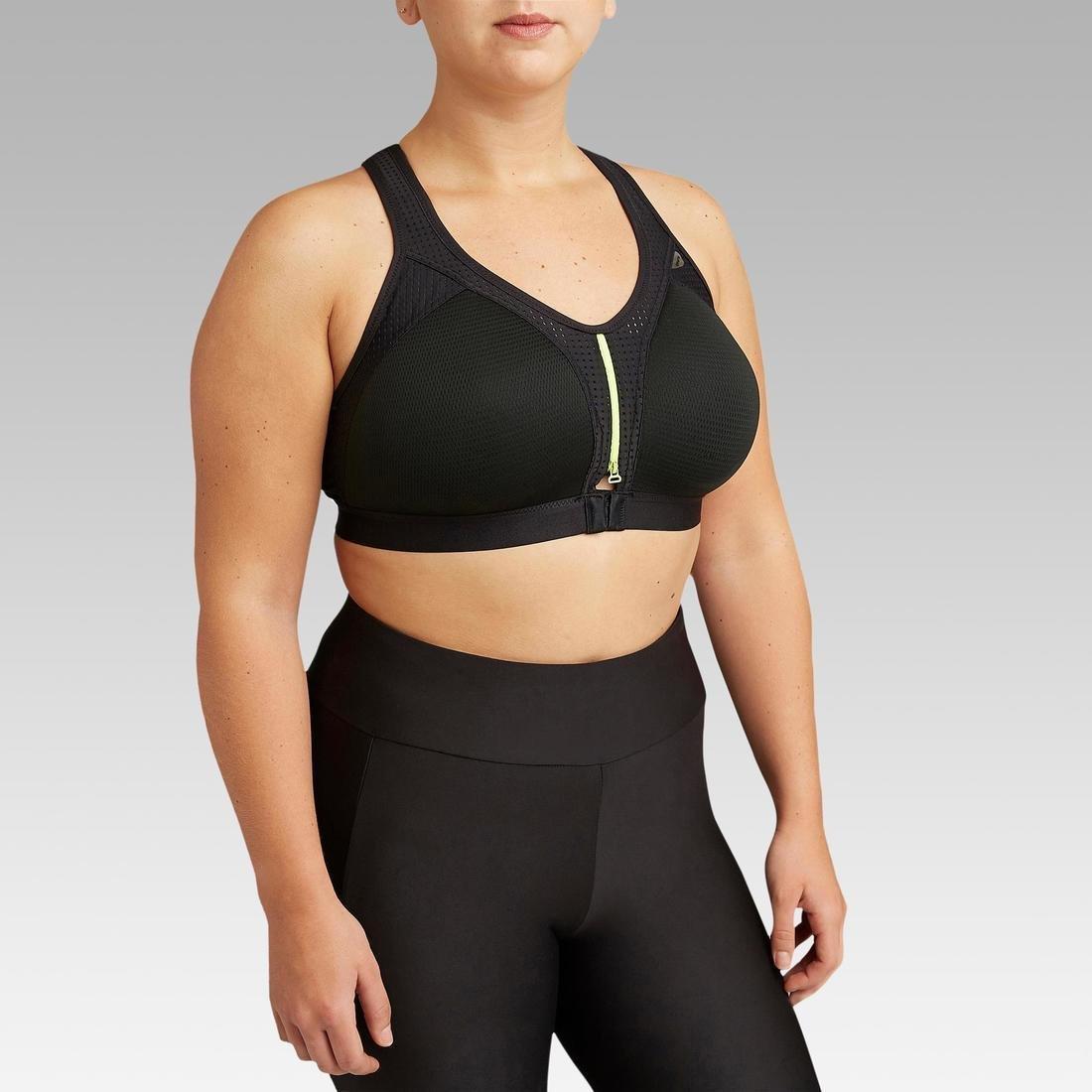 XL CD  Zip Women's Running Sports Bra, Black, , large image number 14