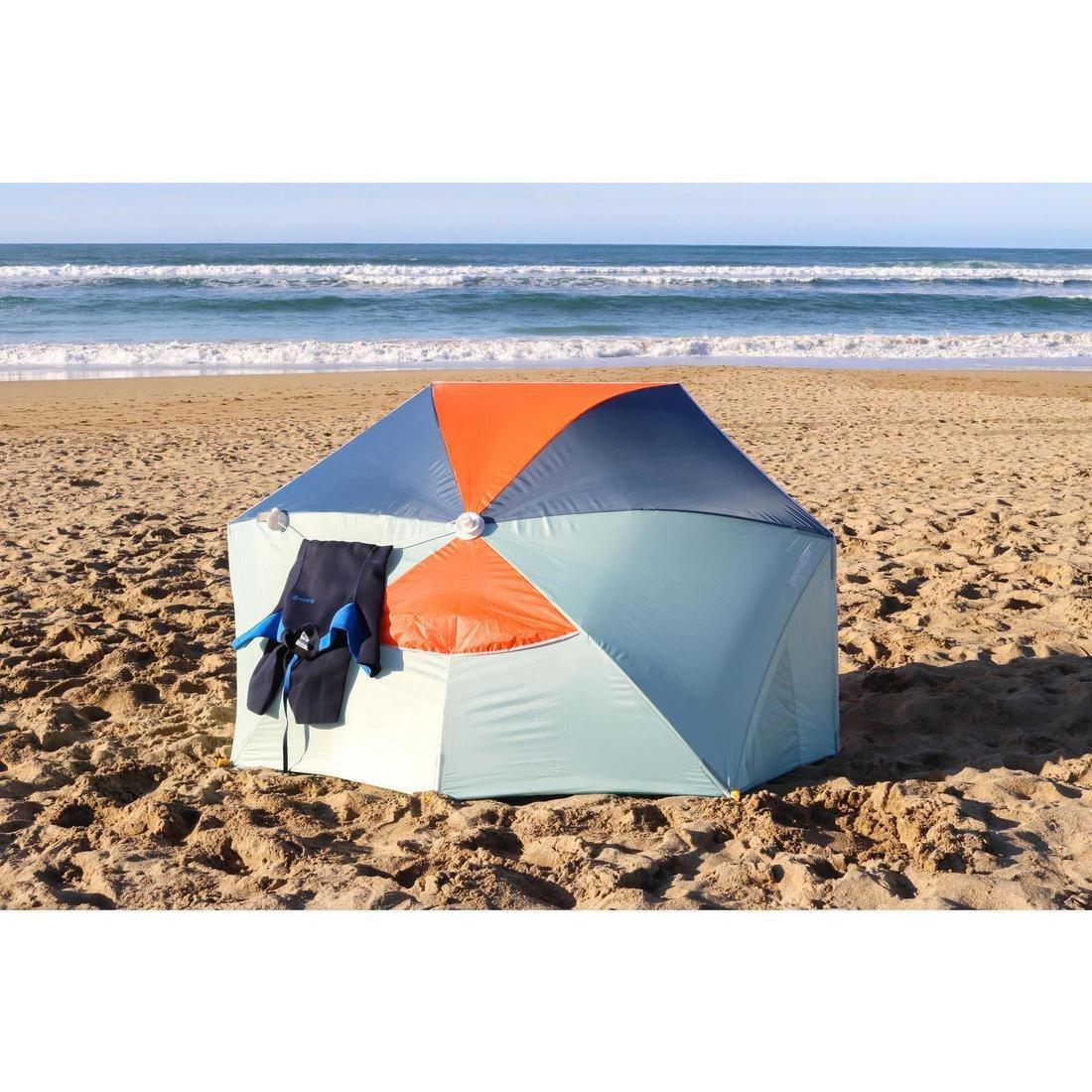 3-person Sun Shelter Beach Parasol UPF50+ Iwiko 180, Blue Grey, No Color, large image number 2