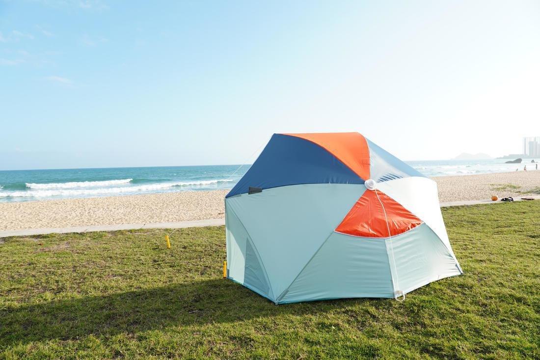 3-person Sun Shelter Beach Parasol UPF50+ Iwiko 180, Blue Grey, No Color, large image number 13