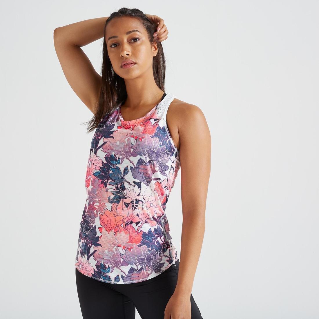 Large  Crossed Strap Fitness Tank Top - Printed, Multi Colour, , large image number 0