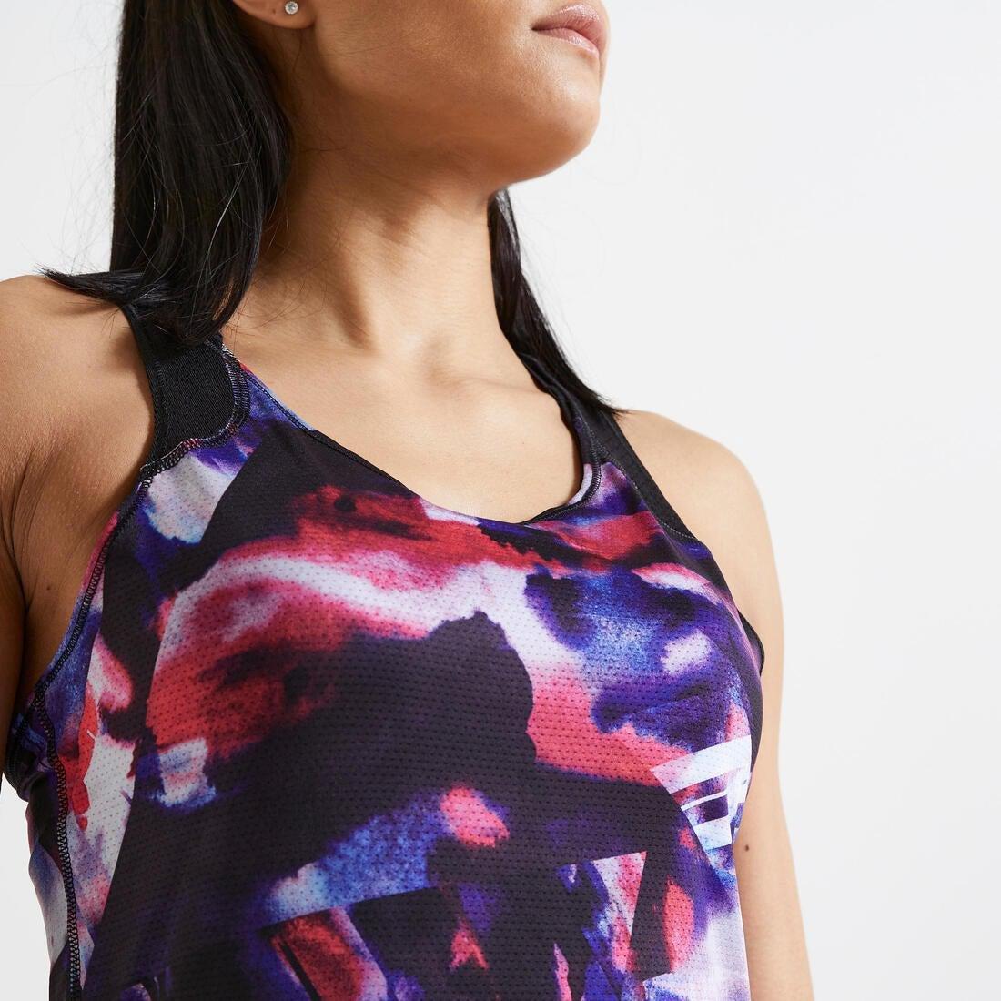 Large  Crossed Strap Fitness Tank Top - Printed, Multi Colour, , large image number 7