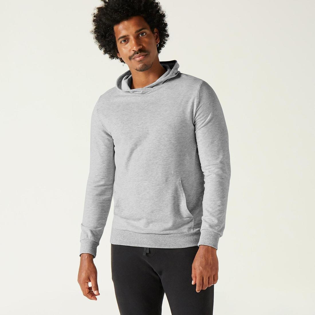 Extra Large  Men's Gym Hoodie 500 - Grey Marl, Light Grey, , large image number 0