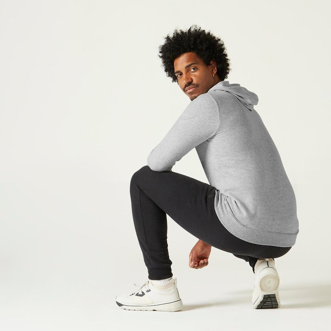 Extra Large  Men's Gym Hoodie 500 - Grey Marl, Light Grey, , large image number 2