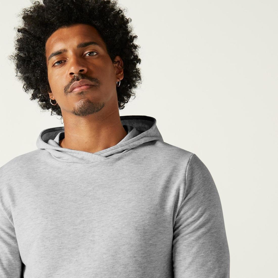 Extra Large  Men's Gym Hoodie 500 - Grey Marl, Light Grey, , large image number 3