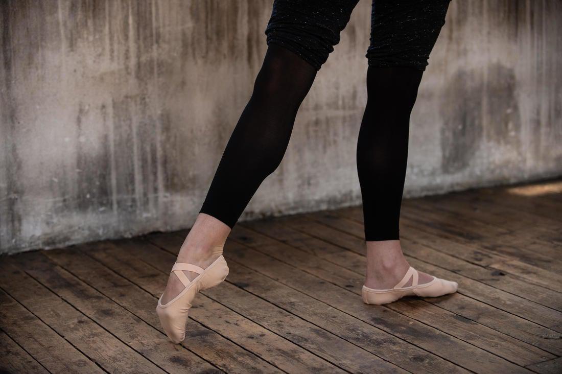 womens Stretch Canvas Split-Sole Demi-Pointe Ballet Shoes, pink, , large image number 9