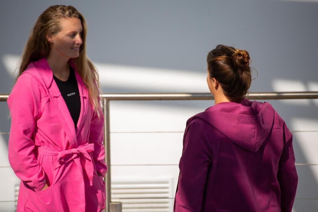 رداء حمام سباحة من الألياف الدقيقة للنساء مزود بغطاء للرأس، أرجواني، مقاس XS, No Color, large image number 12