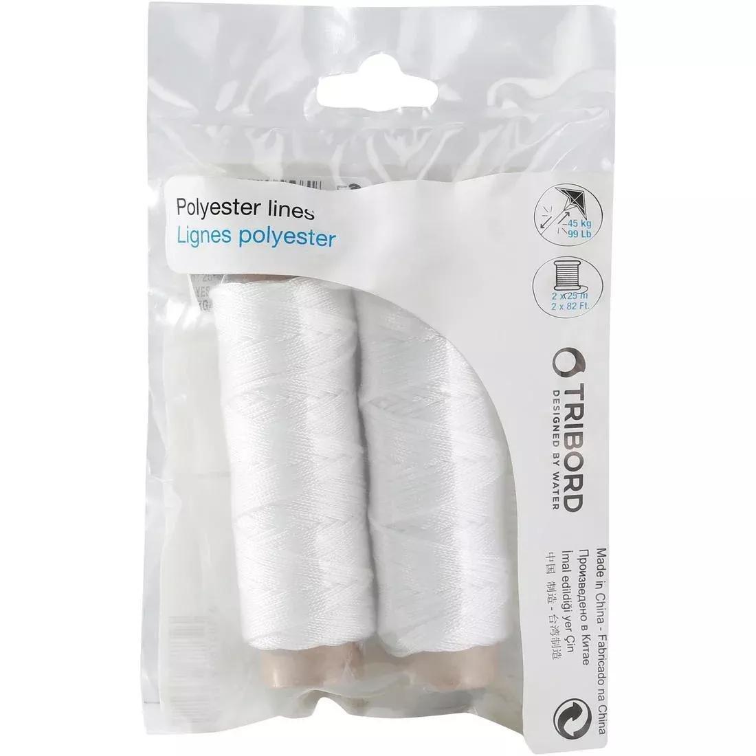 2 X 25 M Polyester Kite Lines, White, No Color, large image number 0