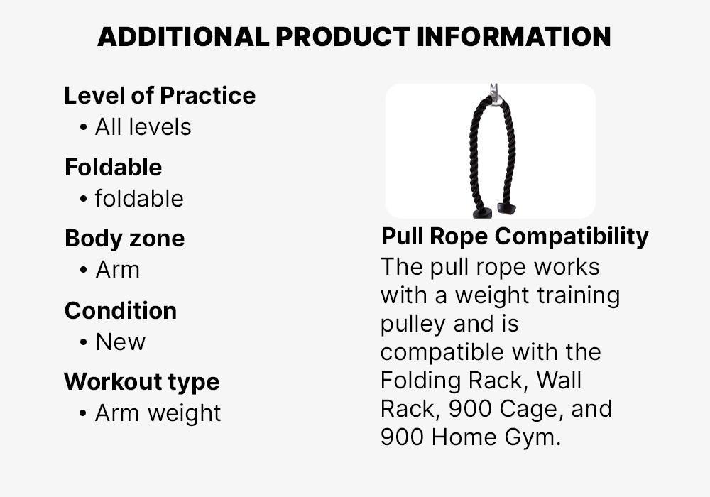 Weight Training Triceps Rope, Pull Down Cable, No Color, large image number 6