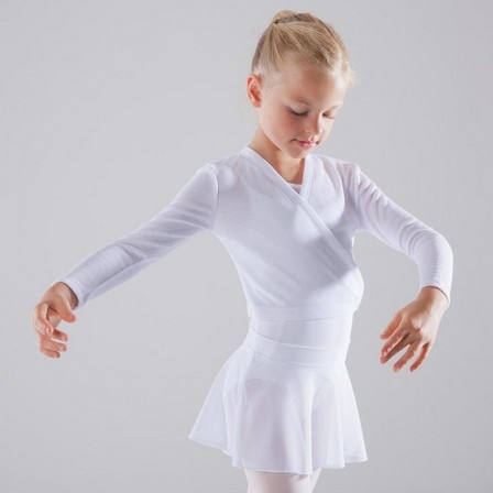 DOMYOS - 12-13 Years  Girls' Ballet Wrap-Over Top, Snow White
