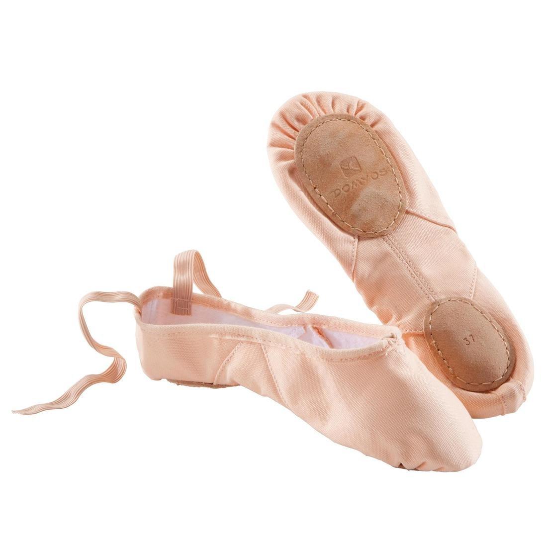 Split-Sole Canvas Demi-Pointe Shoes - Salmon Pink, No Color, large image number 0