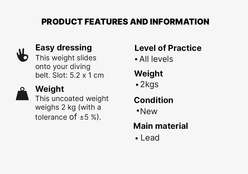 Uncoated Diving weight For Diving, Spearfishing, Freediving, No Color, large image number 9