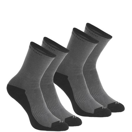QUECHUA - EU 39-42  High Walking Socks 2 Pairs, Pewter