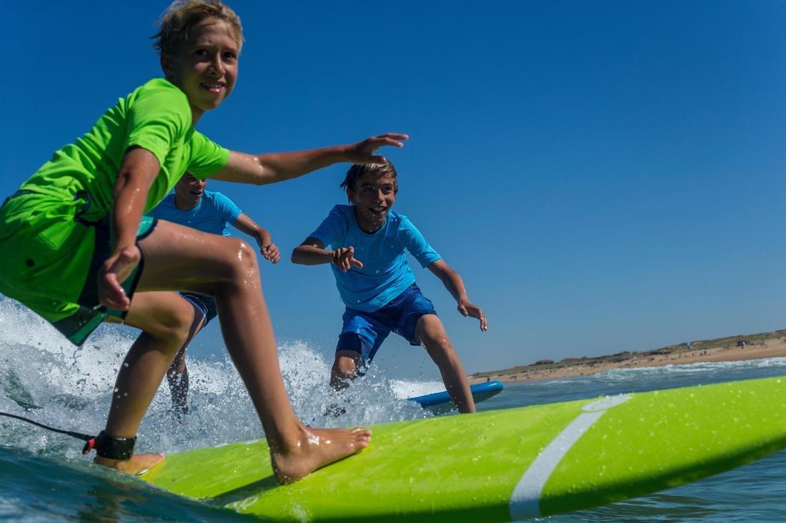 OLAIAN - 14-15Y Kids' Surfing anti-V Water T-Shirt, Apple Green