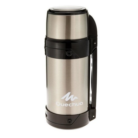 QUECHUA - Unique Size  Insulated Stainless Steel Hikers Flask 1.5 Litre, Dark Grey