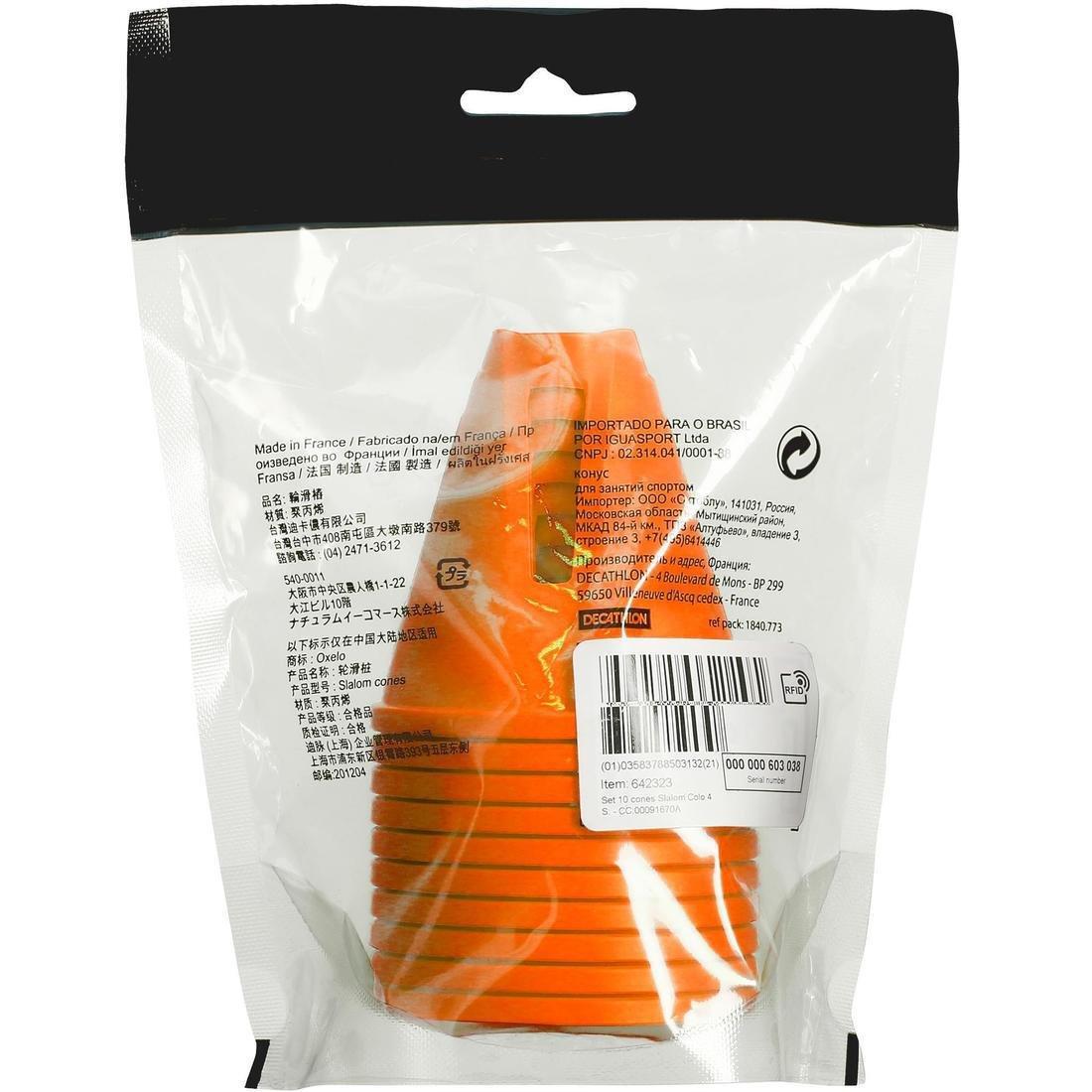 Inline Skating Slalom Cones 10-Pack, Orange, , large image number 10