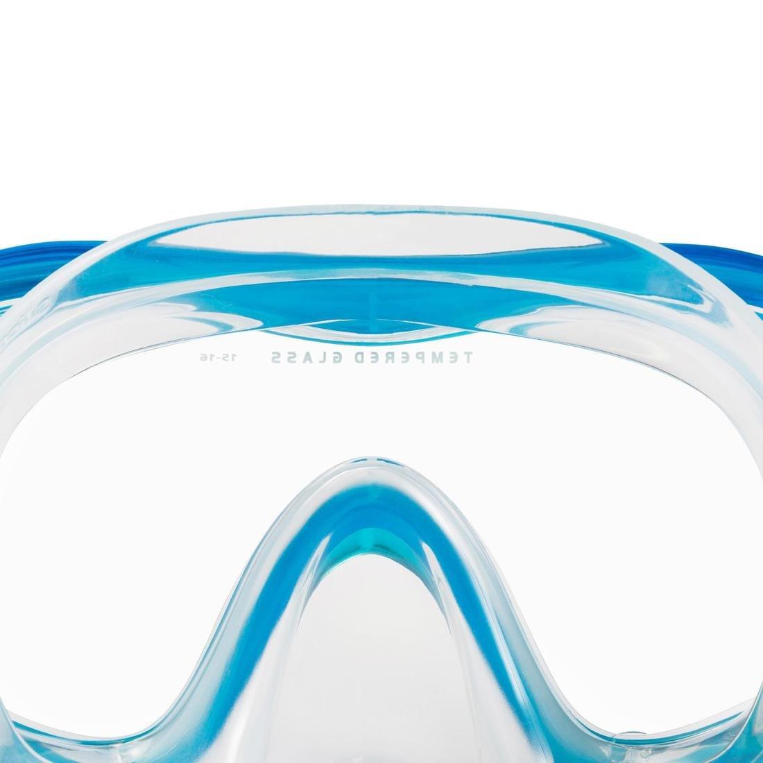 Adult Tempe Glass Snorkelling Mask SNK 520 hazy, Glacier Blue, No Color, large image number 10
