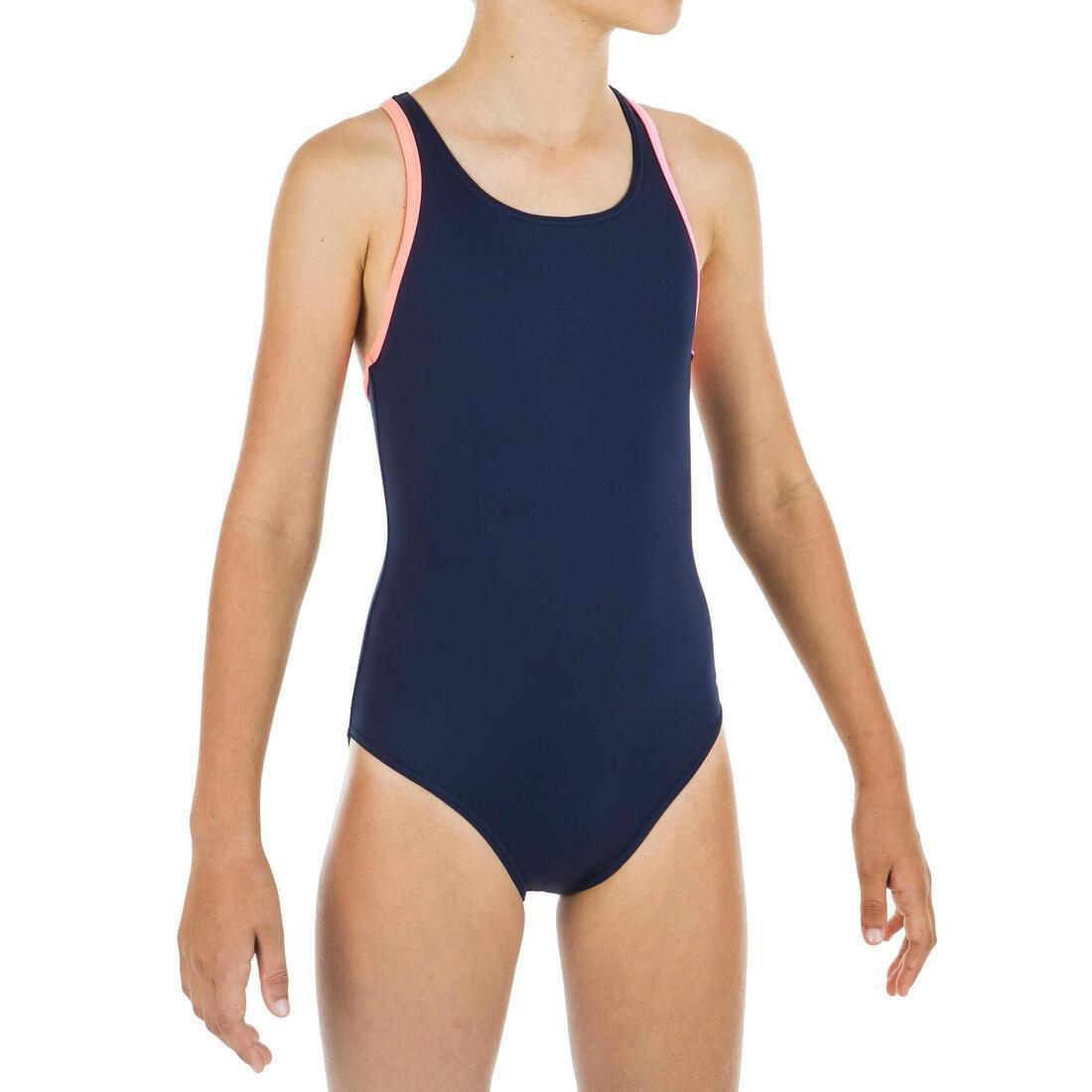 6-7Y  Girls' Swimming Set 100 Start: Swimming trunks, goggles, cap, towel, bag, Navy Blue, , large image number 12