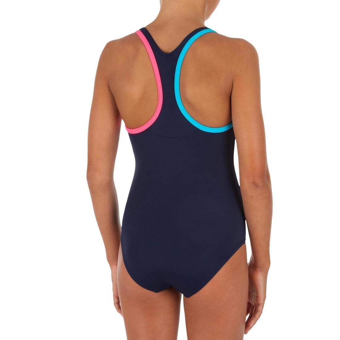 6-7Y  Girls' Swimming Set 100 Start: Swimming trunks, goggles, cap, towel, bag, Navy Blue, , large image number 14