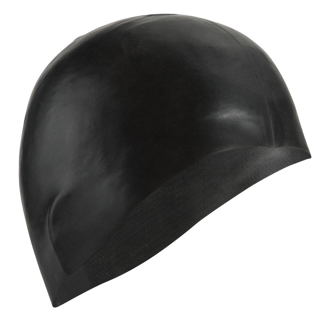 Unique Size  Silicone Swim Cap, Black, , large image number 0