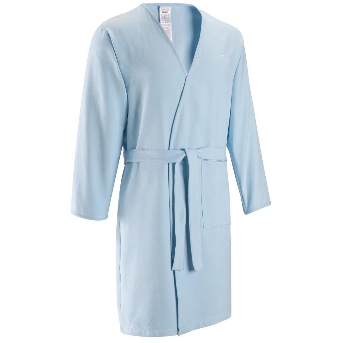 Large  Adult Microfibre Pool Bathrobe with Pocket and Belt, Light Sky Blue, 5401_000, large image number 0