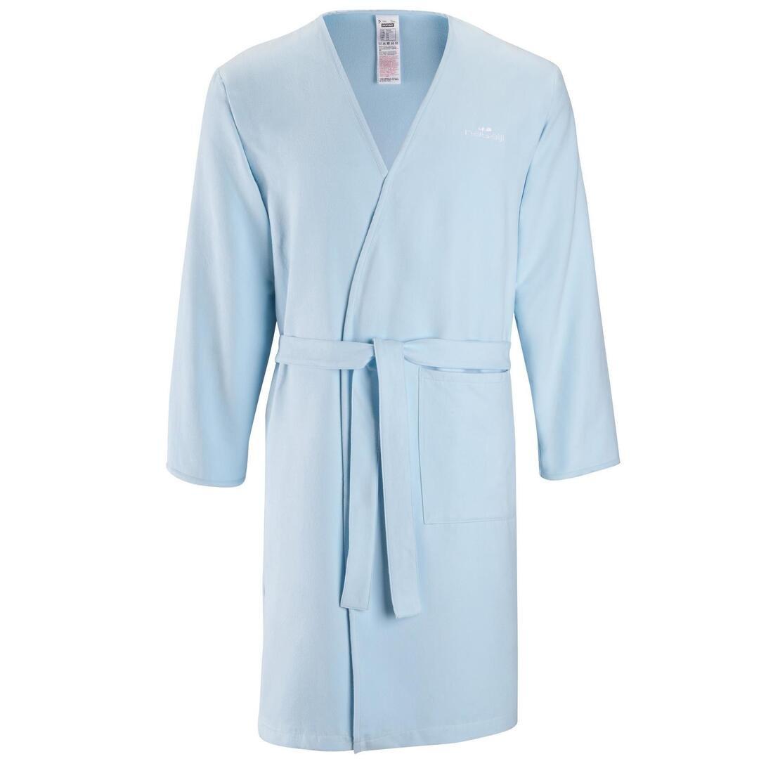 Large  Adult Microfibre Pool Bathrobe with Pocket and Belt, Light Sky Blue, 5401_000, large image number 1