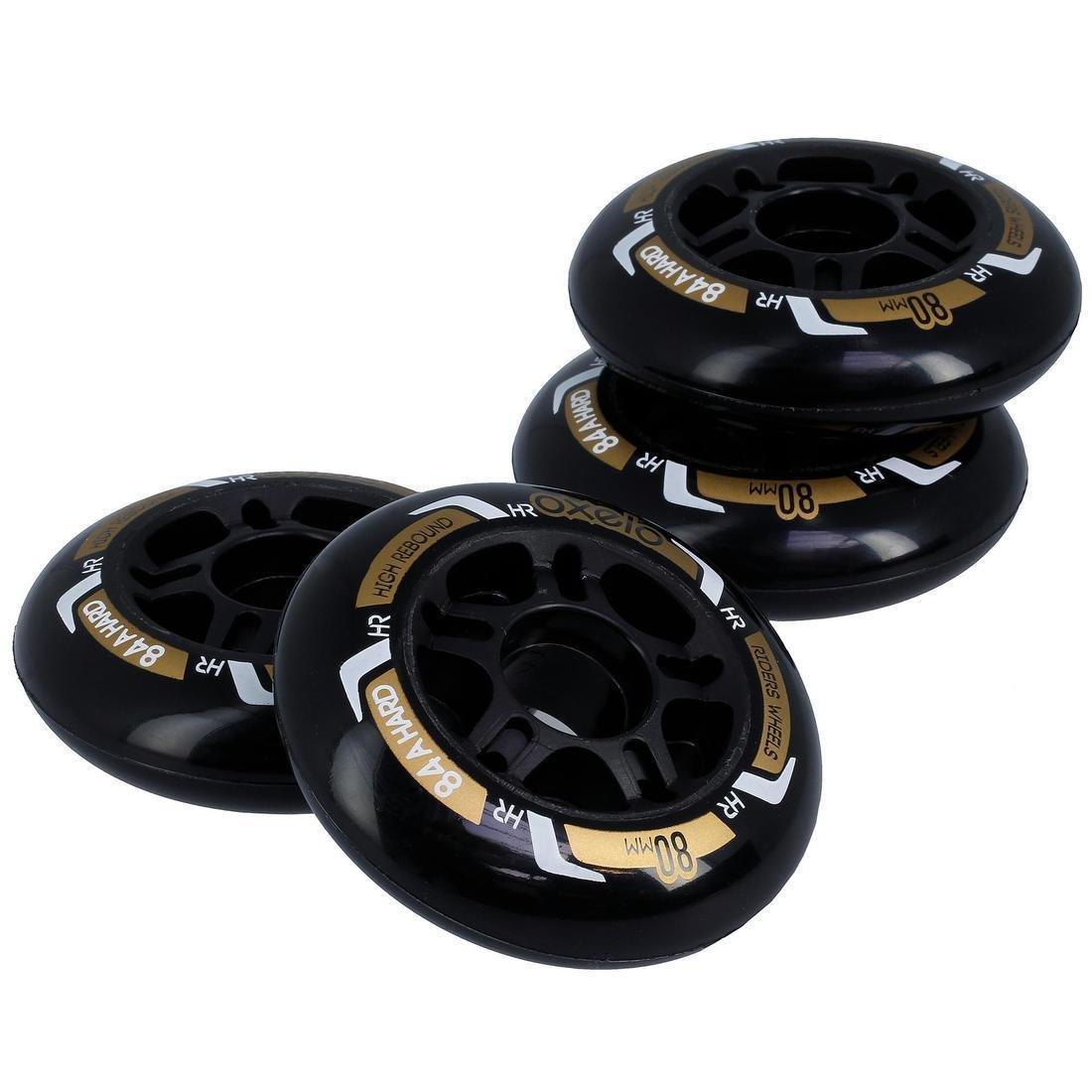 Fit Fitness Inline Skate 80mm 84A Wheels 4-Pack, Black, , large image number 0