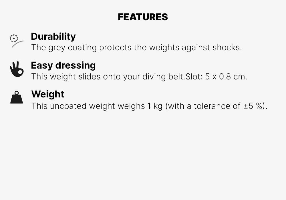 Coated Diving Weight For Diving Spearfishing and Freediving, Dark Grey, No Color, large image number 7