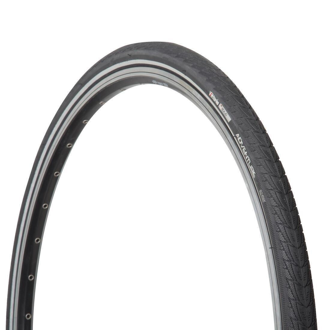 Adventure Puncture-Resistant Bike Tyre 700X35C, Black, No Color, large image number 0