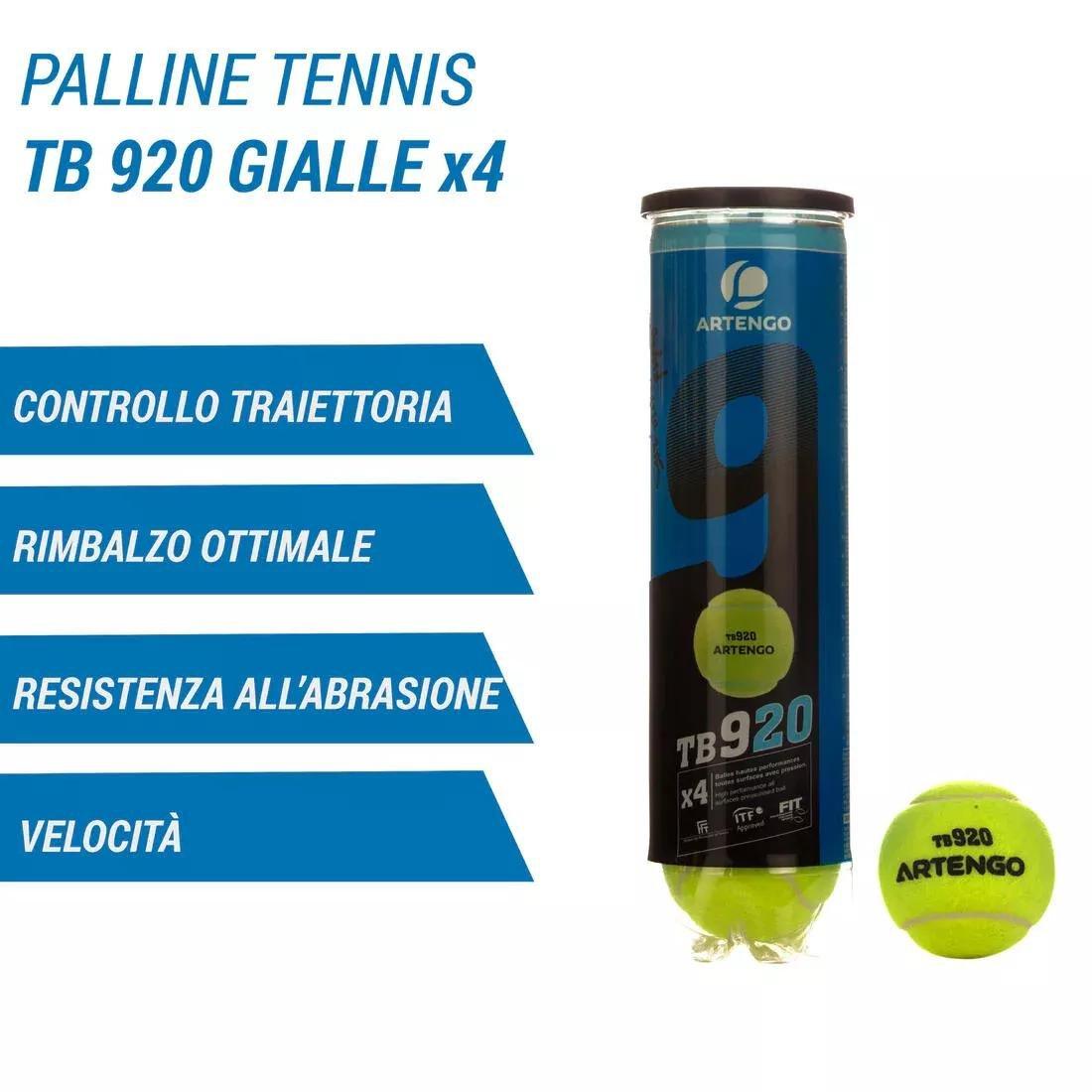 ARTENGO - Versatile Tennis Ball Tb 4-Pack, Yellow