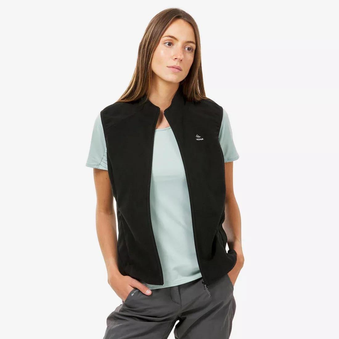 Women Hiking Fleece Gilet - Mh120, Black, , large image number 0