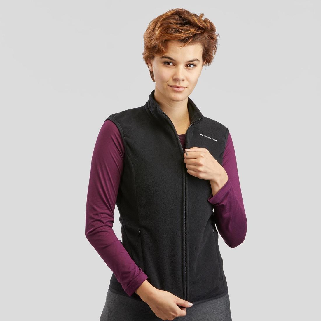 Women Hiking Fleece Gilet - Mh120, Black, , large image number 1