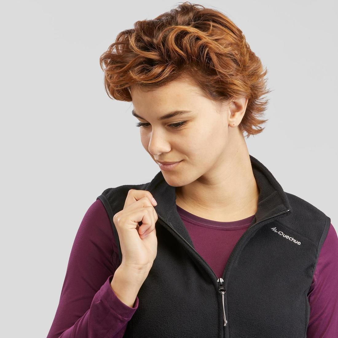 Women Hiking Fleece Gilet - Mh120, Black, , large image number 3