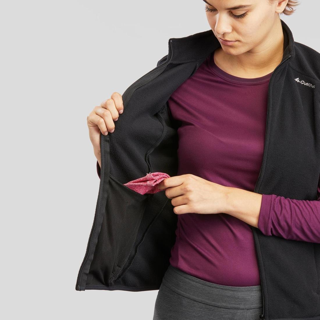 Women Hiking Fleece Gilet - Mh120, Black, , large image number 4