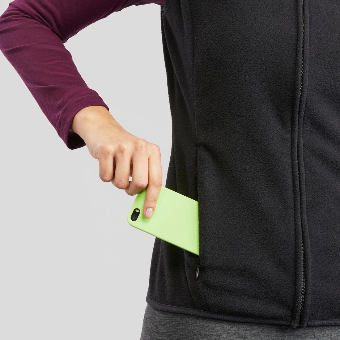 Women Hiking Fleece Gilet - Mh120, Black, , large image number 5