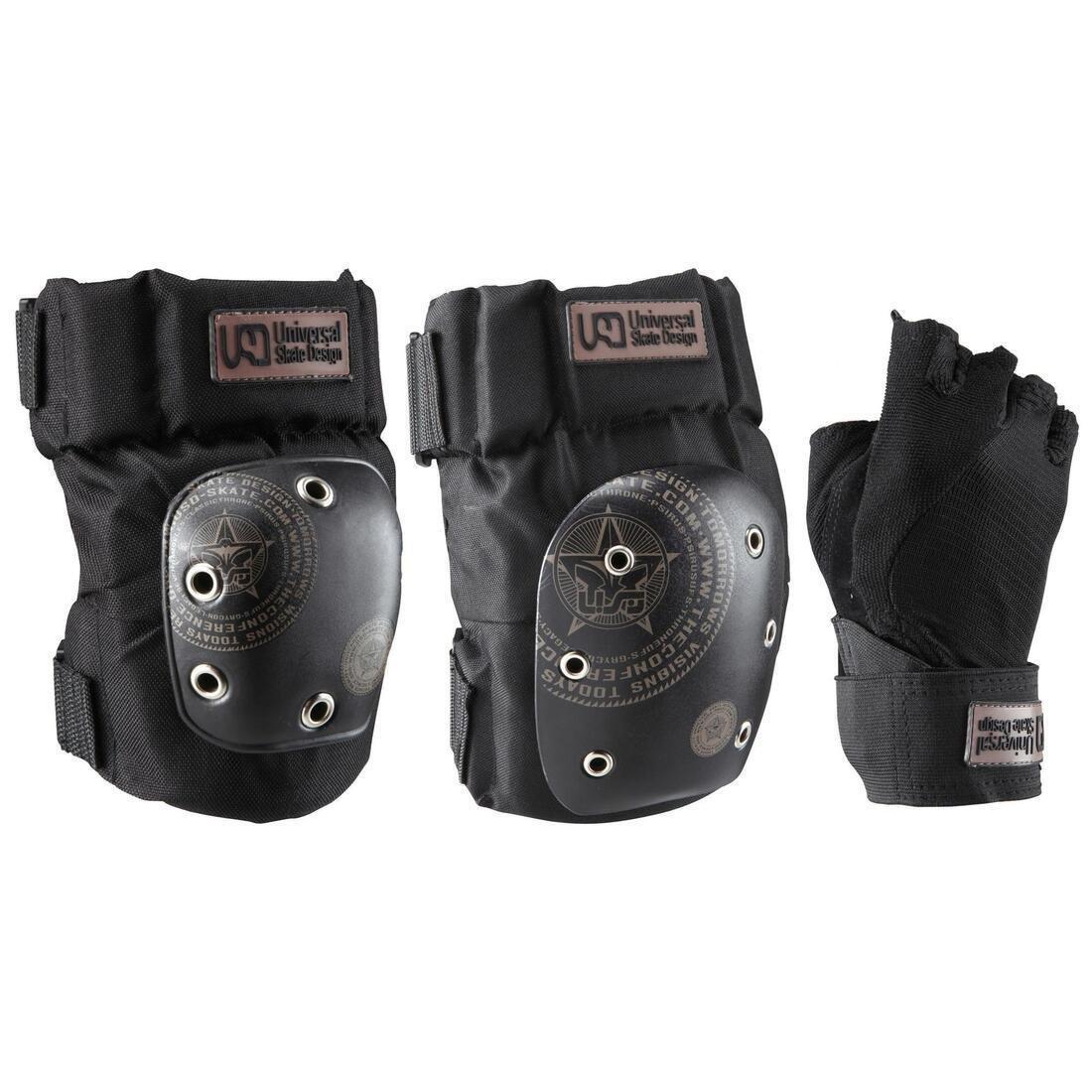 BLACK USD Adult Street Skating Protectors Set of 3 - Black, No Color, medium