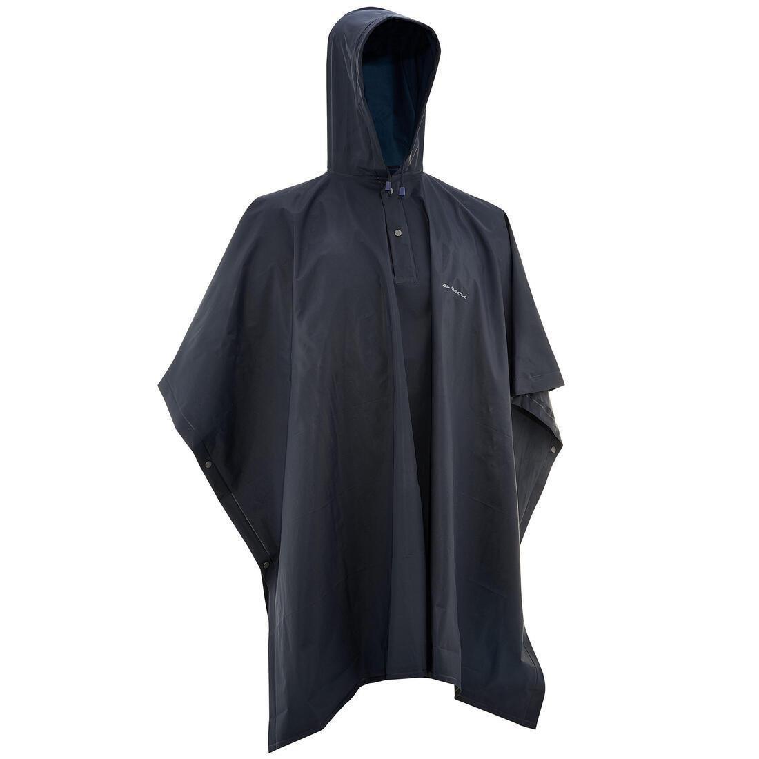 Adult Hiking Rain Poncho, Navy, No Color, large image number 3