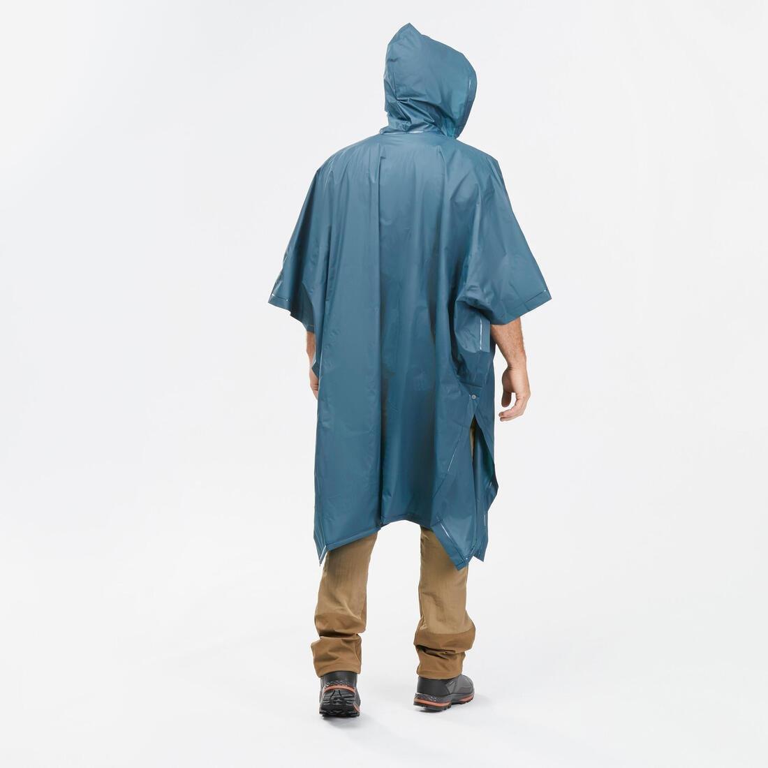 Adult Hiking Rain Poncho, Navy, No Color, large image number 4