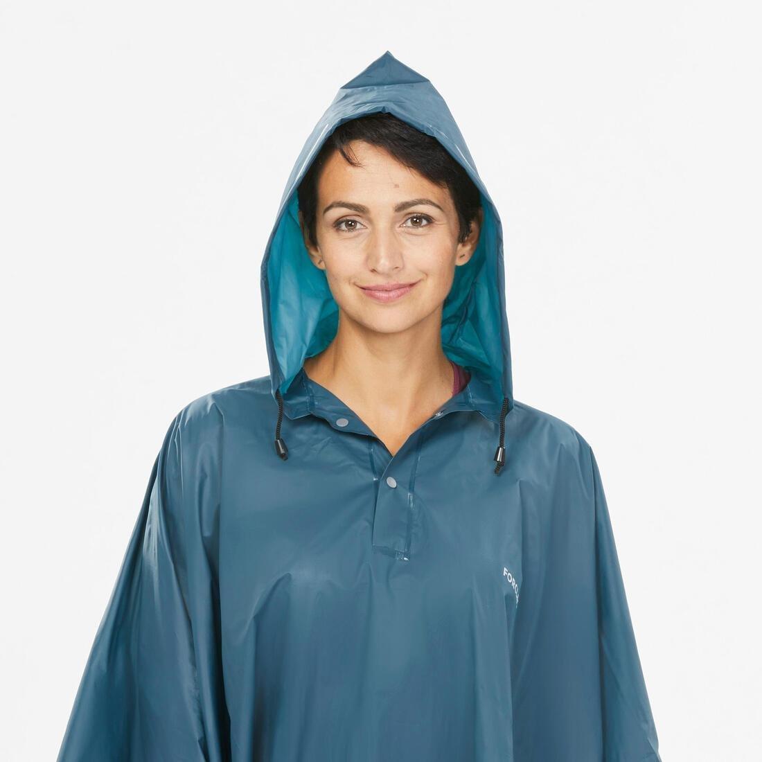 Adult Hiking Rain Poncho, Navy, No Color, large image number 5