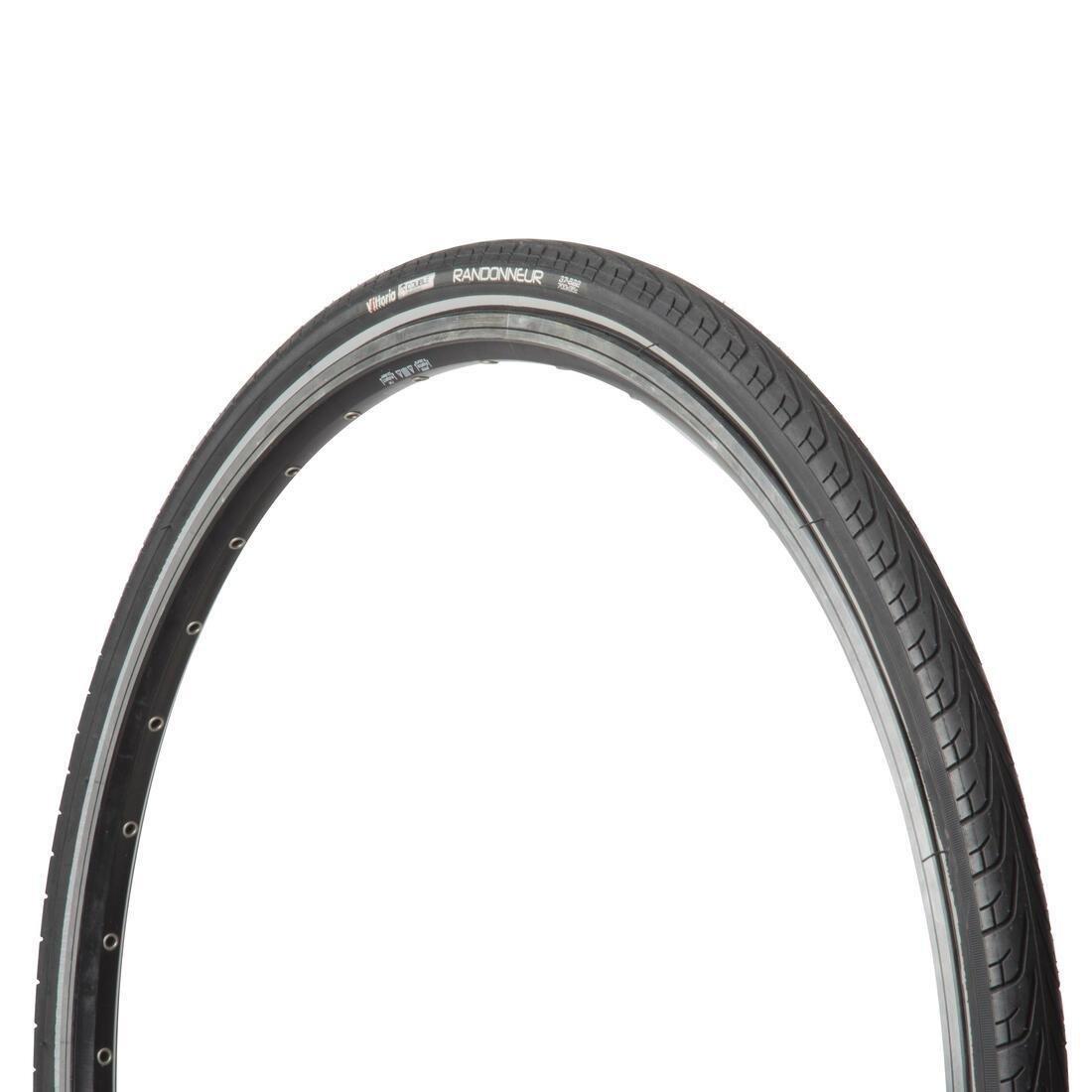 Randonneur Road Bike Tyre, Black, No Color, large image number 0