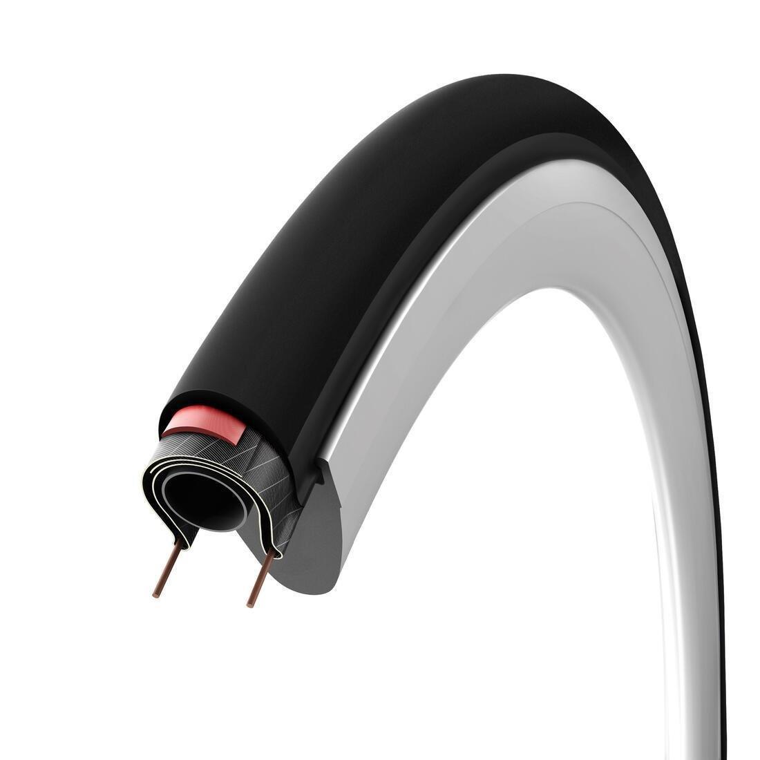 Randonneur Road Bike Tyre, Black, No Color, large image number 3
