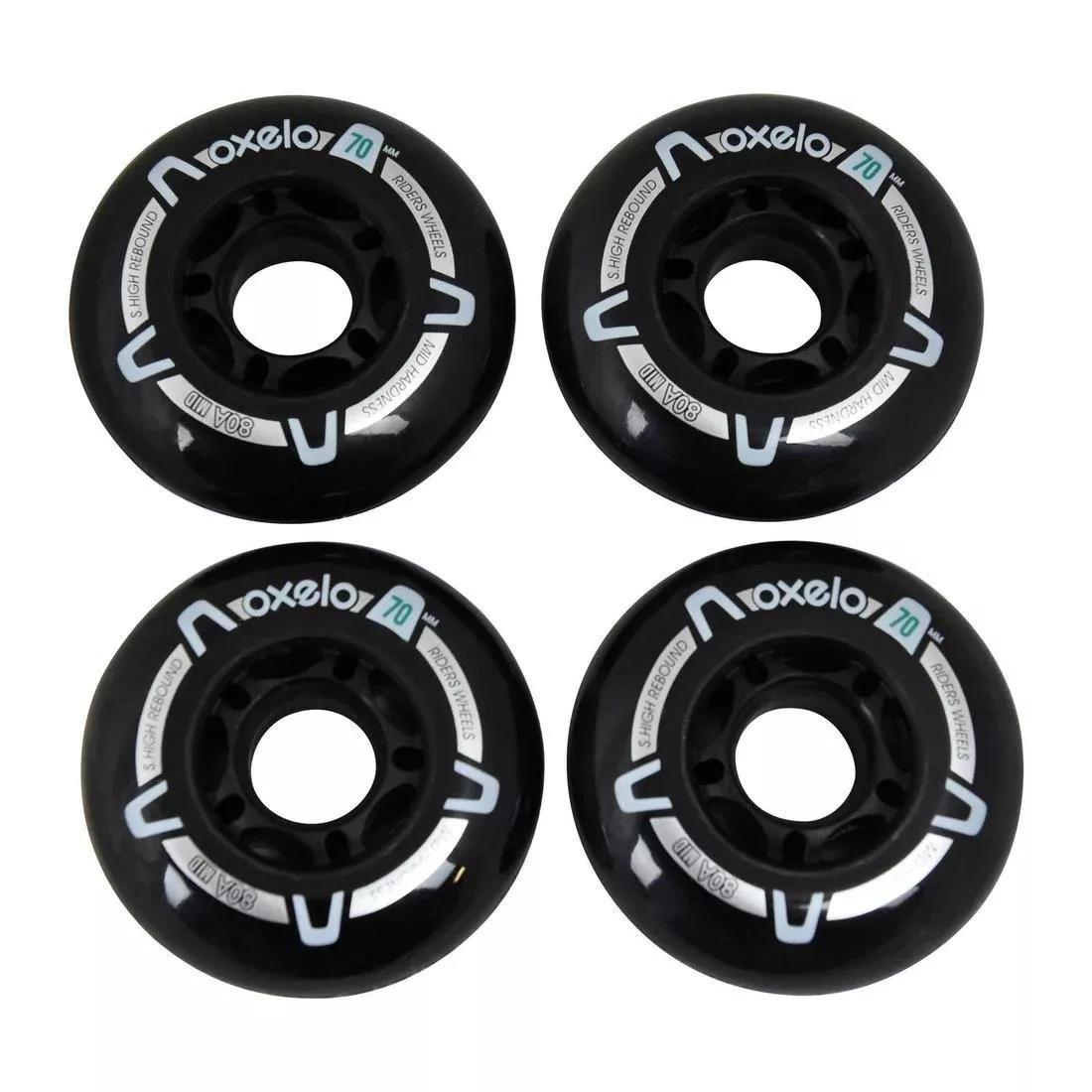 Kids 80A Inline Skate Wheels Fit 3 4-Pack, Black, No Color, large image number 0