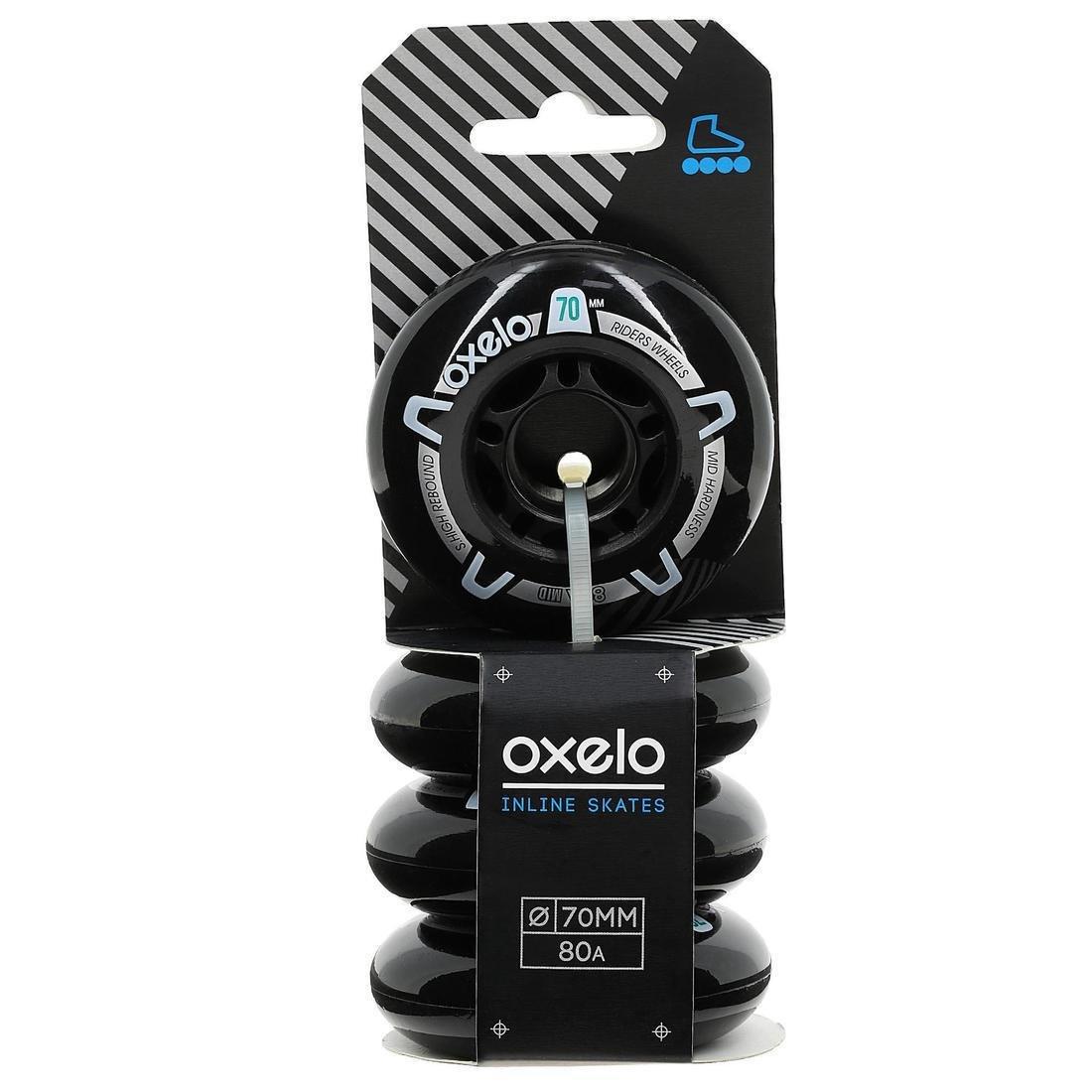 OXELO - Kids 80A Inline Skate Wheels Fit 3 4-Pack, Black