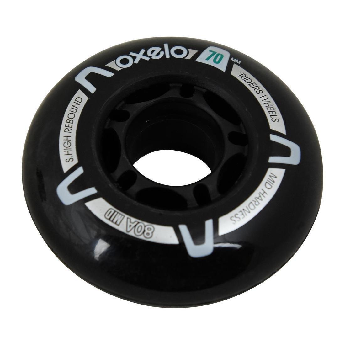 OXELO - Kids 80A Inline Skate Wheels Fit 3 4-Pack, Black