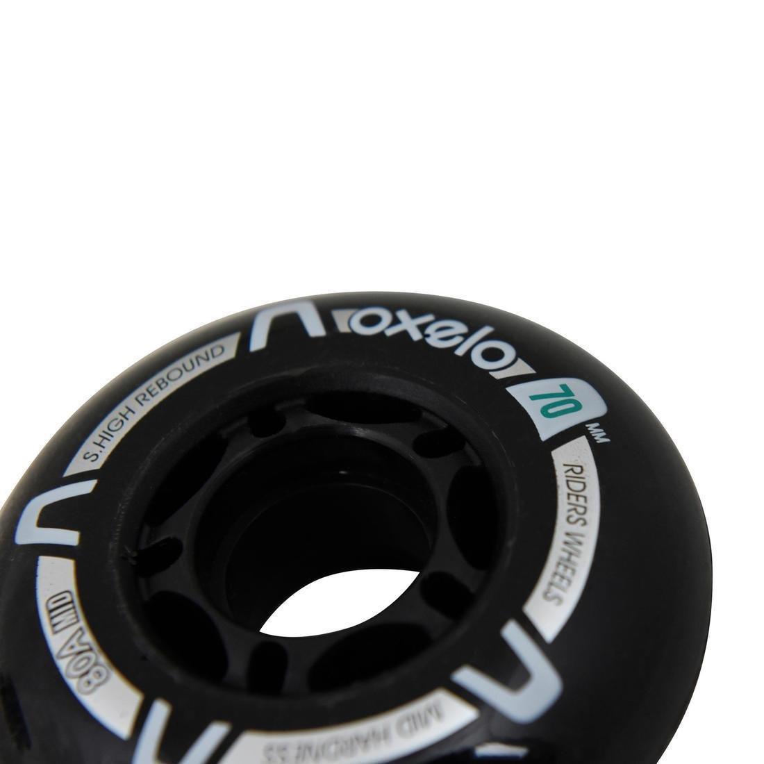 Kids 80A Inline Skate Wheels Fit 3 4-Pack, Black, No Color, large image number 3