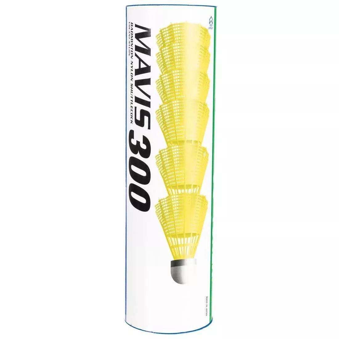 Badminton Plastic Shuttlecocks Mavis 300 6-Pack, Yellow, No Color, large image number 0