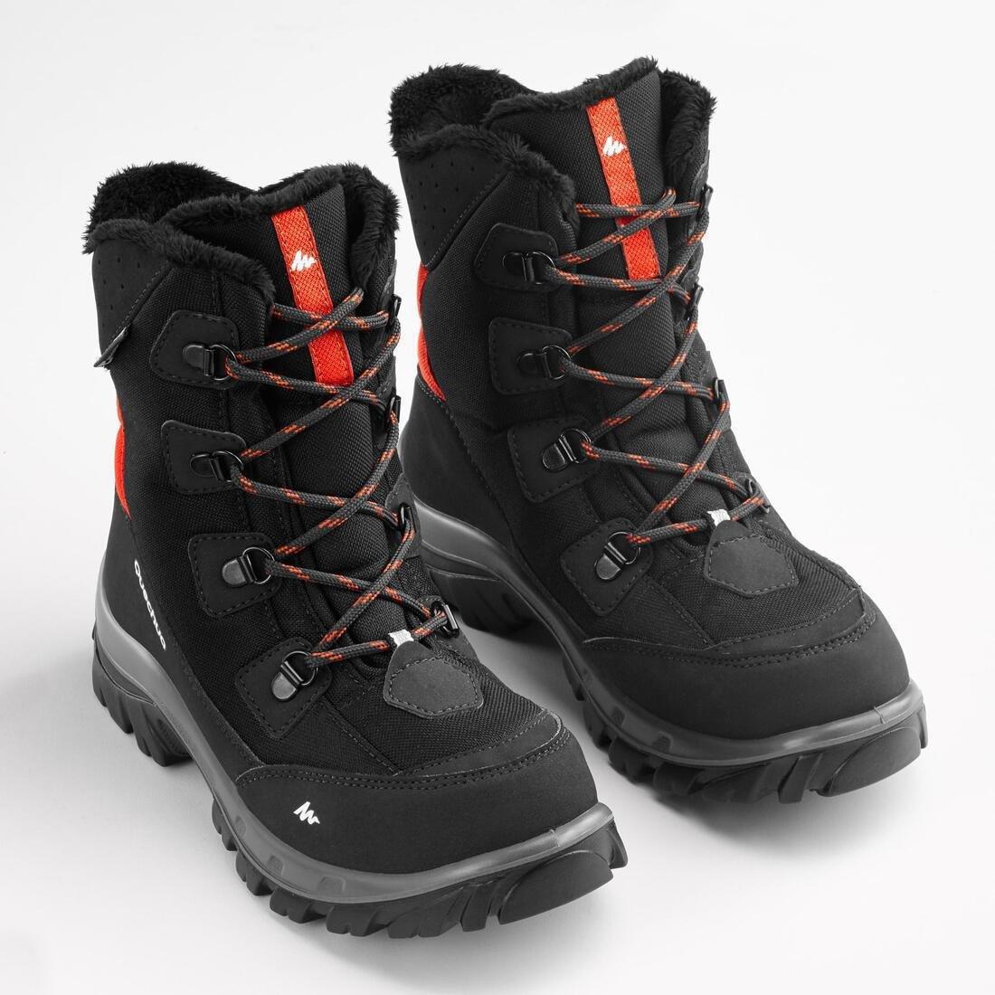 Kids Warm Waterproof Hiking Boots - Sh500 Warm High Laces, Black, , large image number 3