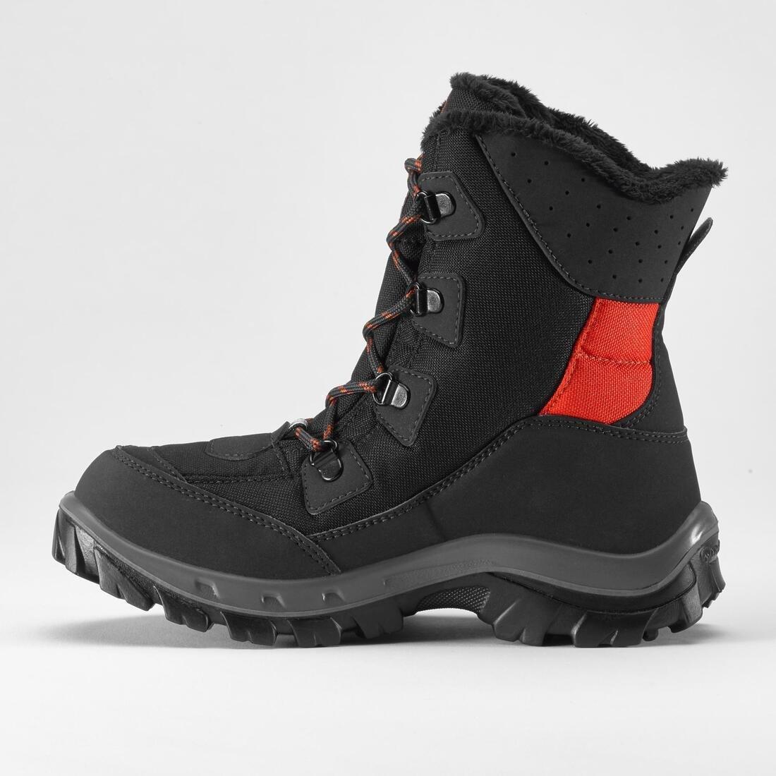 Kids Warm Waterproof Hiking Boots - Sh500 Warm High Laces, Black, , large image number 4